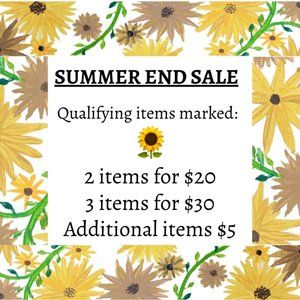 SUMMER END SALE! Items marked w sunflower emoji 🌻